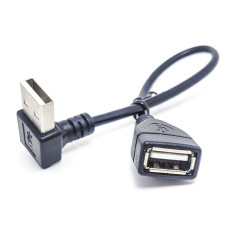Перехідник штекер USB A – гніздо USB A, кутовий  20 см 