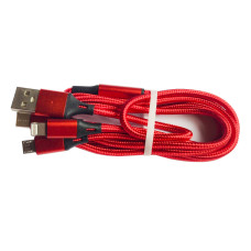 Шнур 3in1 C-type, micro USB ,Iphone Lightning 1.2метра красный . 