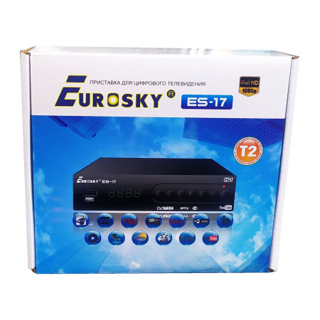 Т2 ресивер тюнер Es-17 ТМ Eurosky  металлический корпус +IPTV+YouTube