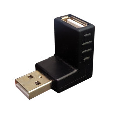 Перехідник штекер USB A-гніздо USB A, кутовий.