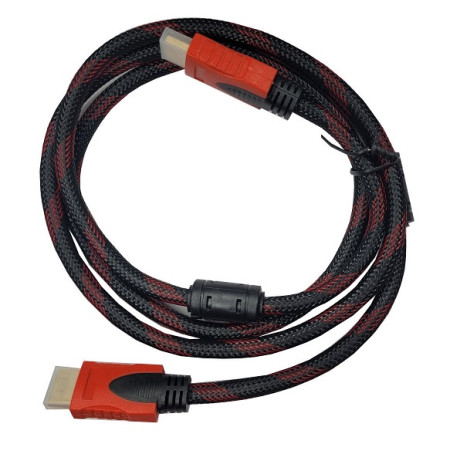 Кабель HDMI-HDMI c  ферритовыми фильтрами красно черный 1 м.