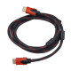 Кабель HDMI-HDMI c  ферритовыми фильтрами красно черный 1,8 м.