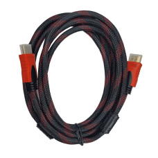 Кабель HDMI-HDMI c  ферритовыми фильтрами красно черный 3 м.