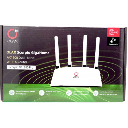 Беспроводной роутер Olax Scorpio GigaHome Wifi 6 GE1800 Pro двухдиапазонный 2.4G 5.8G