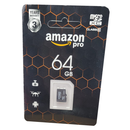 micro SDHC карта памяти AMAZONpro 64GB class 10 (без адаптера)