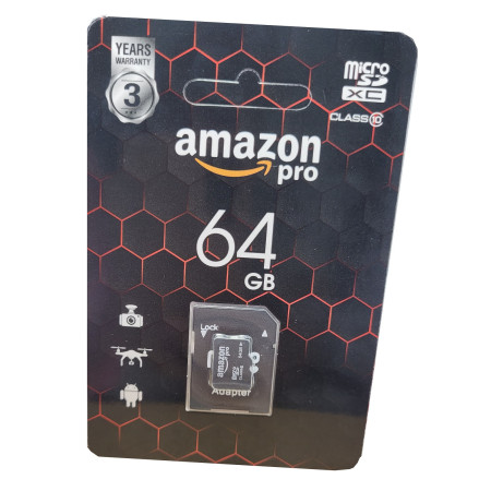 micro SDHC карта памяти AMAZONpro 64GB class 10 (с адаптером)