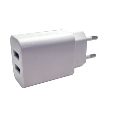 Сетевое зарядное устройство 5Вт2А на 2 USB белый модель YJ-008