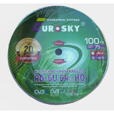 Коаксиальный кабель RG-6 EUROSKY 64% 100м white