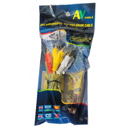Шнур тюльпан 3RCA-3RCA 1.5м цветной в пакете