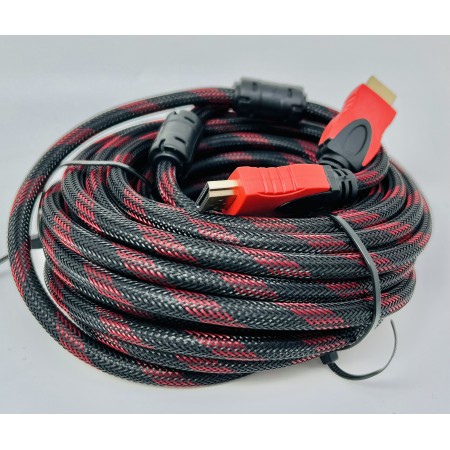 Кабель HDMI-HDMI с ферритовыми фильтрами красно-черный 15 м