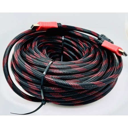 Кабель HDMI-HDMI с ферритовыми фильтрами красно-черный 20 м