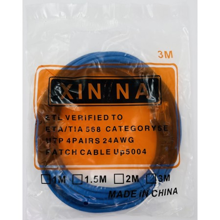 Патч корд RG 45 витая пара 3м СИНЯЯ