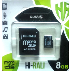 micro SDHC карта пам'яті HI-RALI 8GB class 10 (з адаптером)