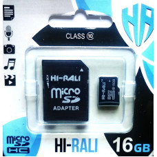 micro SDHC карта пам'яті HI-RALI 16GB class 10 (з адаптером)