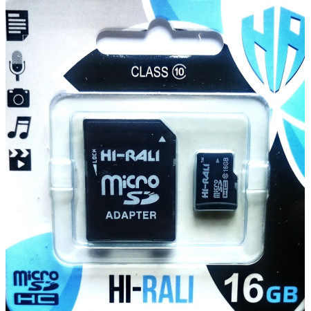 micro SDHC карта памяти HI-RALI  16GB class 10 (с адаптером)