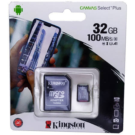 micro SDHC карта памяти Kingston 32GB class 10 (с адаптером)