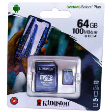 micro SDHC карта памяти Kingston 64GB class 10 (с адаптером)