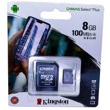 micro SDHC карта памяти Kingston 8GB class 10 (с адаптером)