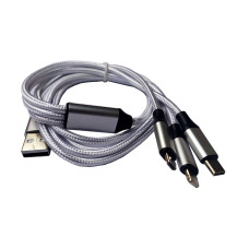 Шнур 3in1 C-type, micro USB ,Iphone Lightning 1.2метра белый . 